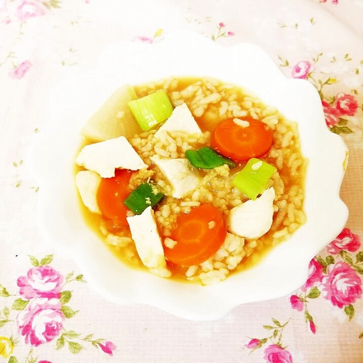 人参と蒸し鶏のスープごはん